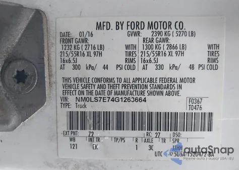 2016 Ford Transit Connect Xl from USA, damaged, VIN NM0LS7E74G1263664